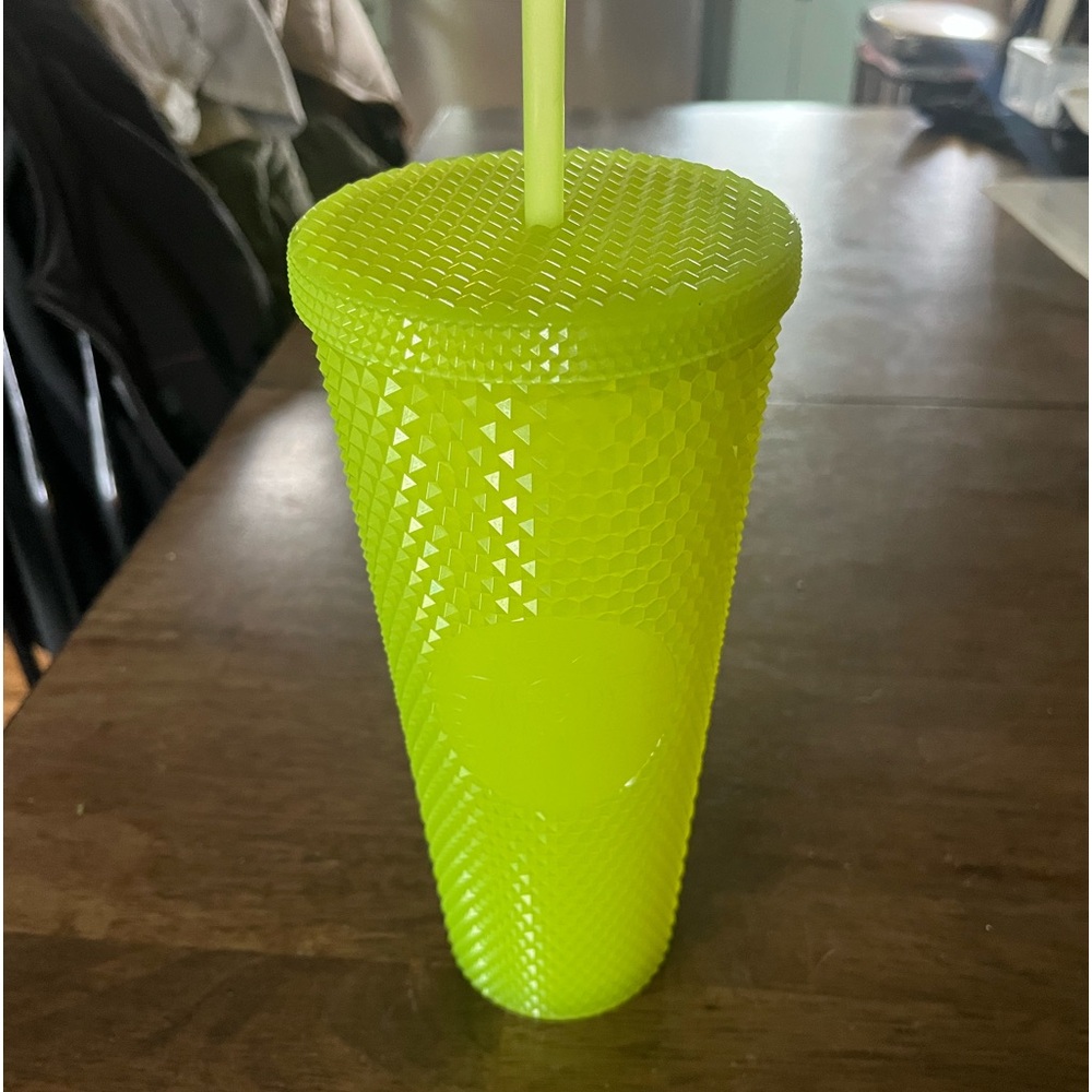 Lime green Starbucks cup